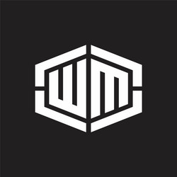 wm logo monogram with hexagon shape and piece vector image
