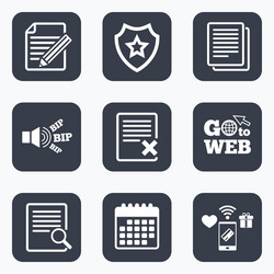 Document icons search delete and edit file vector