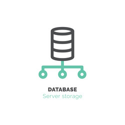 Flat Database Icon - Line Art vector image