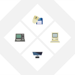 flat icon computer set of pc computing vector image