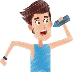 Man drinking water while running icon image vector