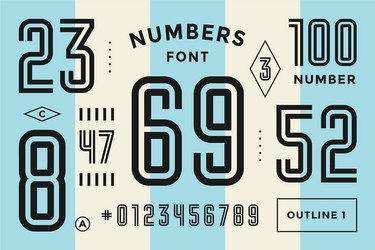 Numbers font sport with and numeric vector