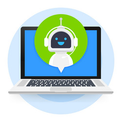 chat bot using laptop computer robot virtual vector image