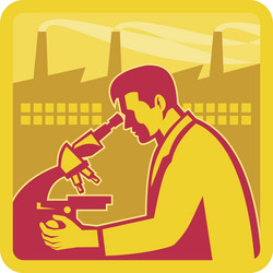 Scientist in Laboratory with Factory View vector image