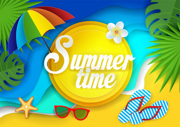 Tropical Summer Paper Cut Vector Image