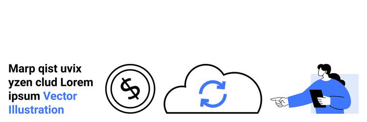 cloud data synchronization with currency symbol vector image
