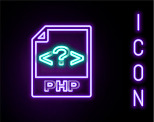 Glowing neon line php file document download vector