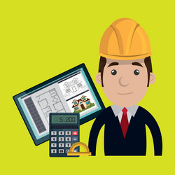 man architect protractor calculator vector image