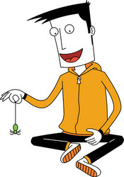 man sitting and playing with spider vector image