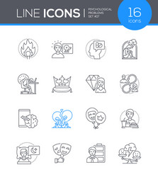 psychological problems - line design style icons vector