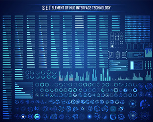 set circle loading bar hud abstract digital vector image