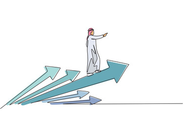Continuous one line drawing young arab man Vector Image