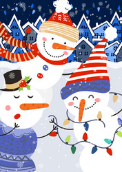 Winter Holiday Snowmen Banner Vector Image