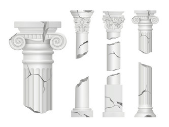 Broken pillars authentic columns classical vector