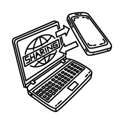 Data sharing icon doodle hand drawn or outline vector