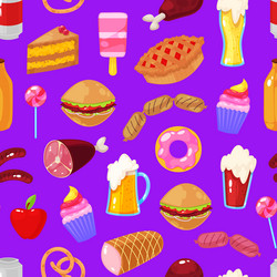Fast food snacks and drinks seamless background Vector Image