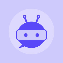 robot in purple speech bubble cute icon vector