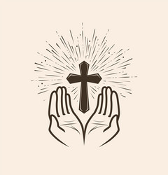 church logo or label prayer religion concept vector