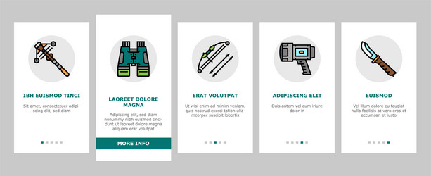 hunting shop selling onboarding icons set Vector Image