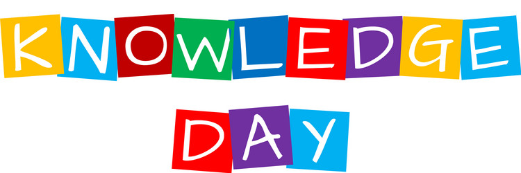 knowledge day text in colorful rotated squares vector image
