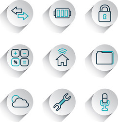 padlock and smartphone app buttons icon set line vector image