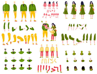 Constructor animation kit family set creation vector