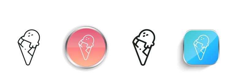 ice cream icon thin linear regular and button vector image