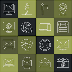 set line calendar with email envelope location vector image