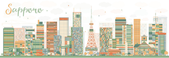 Abstract sapporo skyline with color buildings vector