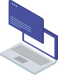 Laptop computer portable with webpage template vector