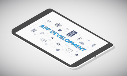 Mobile app development concept on tablet screen vector