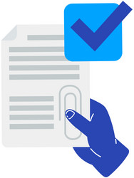 Person holds document with text working vector