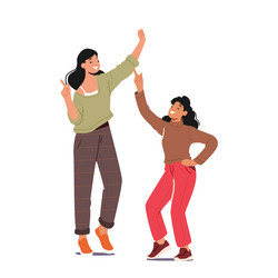 happy family mother with teen daughter dancing vector