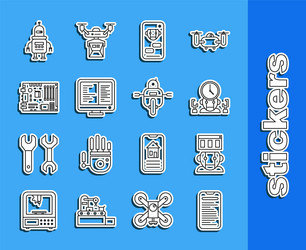 set line computer api interface robot and digital vector image