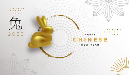 Chinese new year 2023 of the rabbit card gold vector