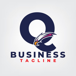 Eagle esport design with letter q logo template vector