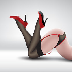 Pin-up in stockings and shoes vector
