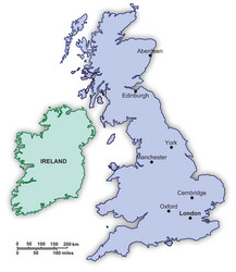 Thin line great britain map with shadow Royalty Free Vector