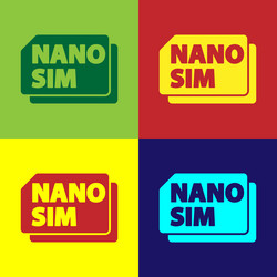 pop art nano sim card icon isolated on color vector image