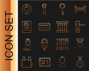 Set line system bug concept motion sensor door vector