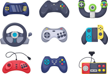 Game console objects set gamepad playing joystick vector