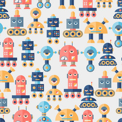 Flat Robots Pattern - Tech Style vector