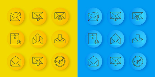 Set line envelope and check mark outgoing mail vector