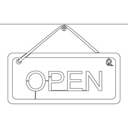 continuous line drawing open sign for door plate