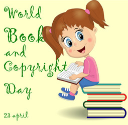 international children book day poster cute girl vector