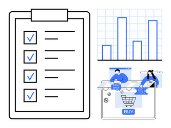 planning and analysis with checklist bar chart vector image