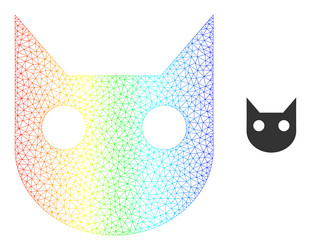 Rainbow network gradient cat head icon vector