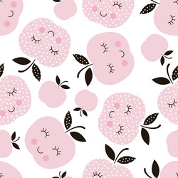 Seamless pattern with abstract smiling apples vector