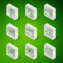set line drawer with document mail and e-mail vector image