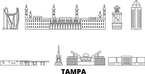 Tampa Skyline Travel Set vector